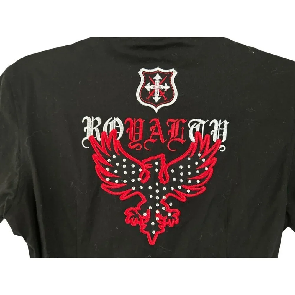 Raw Blue Womens Black Military-Inspired Shirt Dress With Red Embroidery Button F - Picture 3 of 9